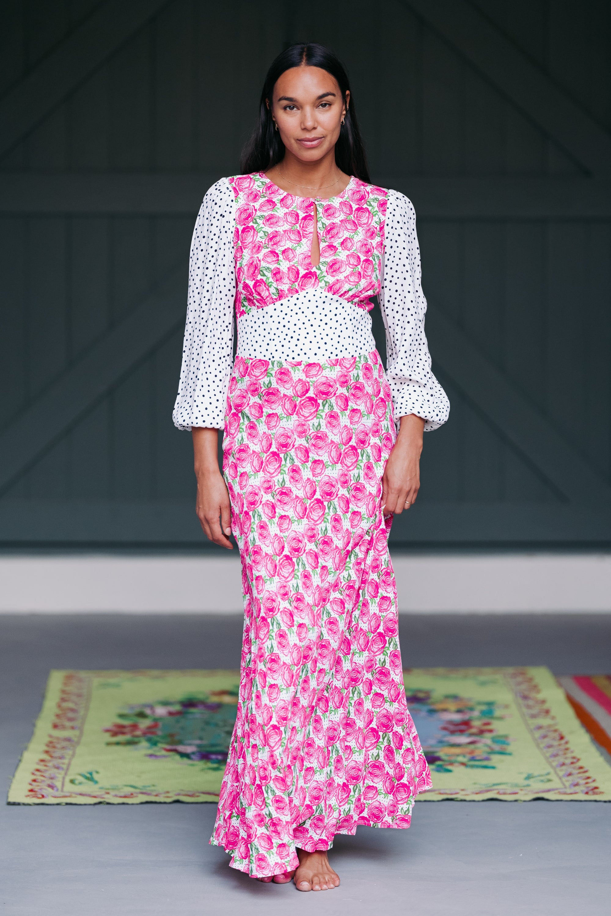 Polkadot Rose Maxi Keyhole Dress | Coco Fennell