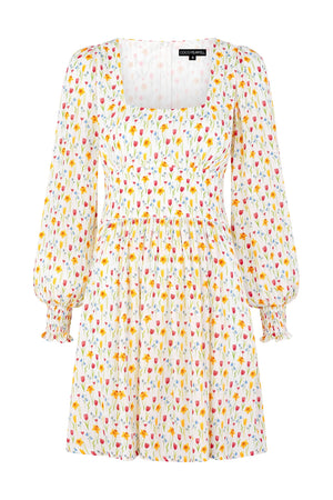 Coco Fennell Daffodil Print Viscose Crepe Dolly Mini Dress