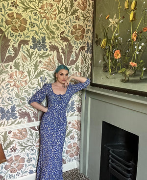 Blue Floral Loren Dress - Coco Fennell