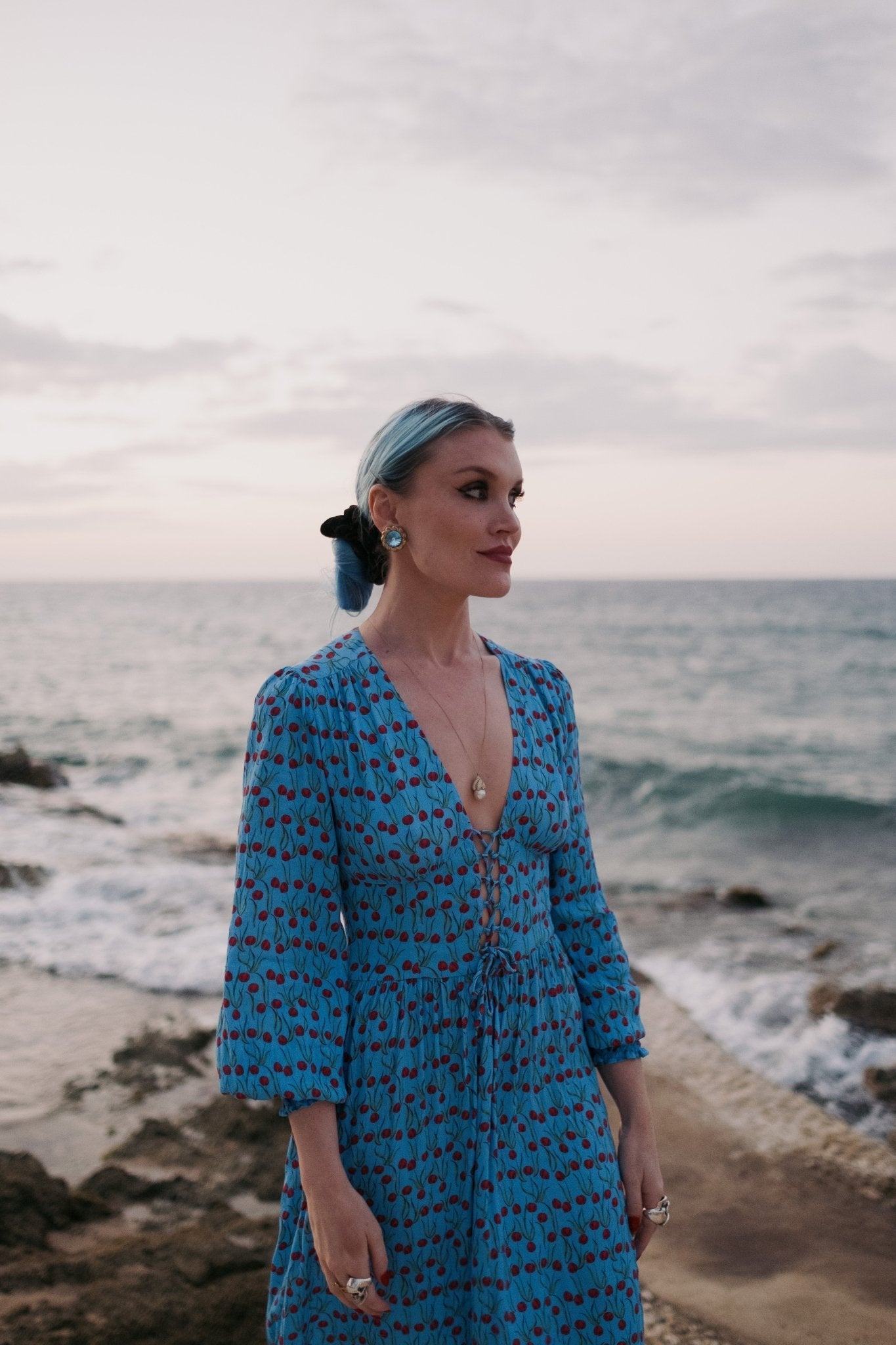 Blue Lace Front Dress - Coco Fennell