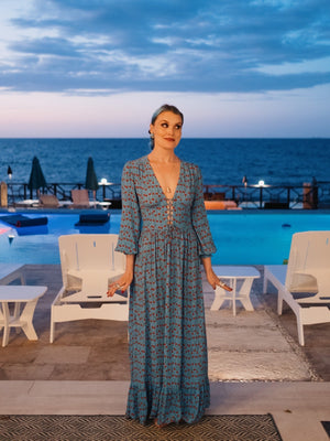 Blue Lace Front Dress - Coco Fennell