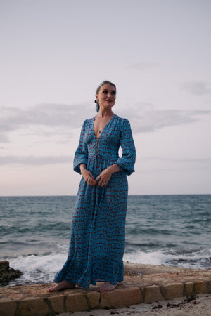 Blue Lace Front Dress - Coco Fennell