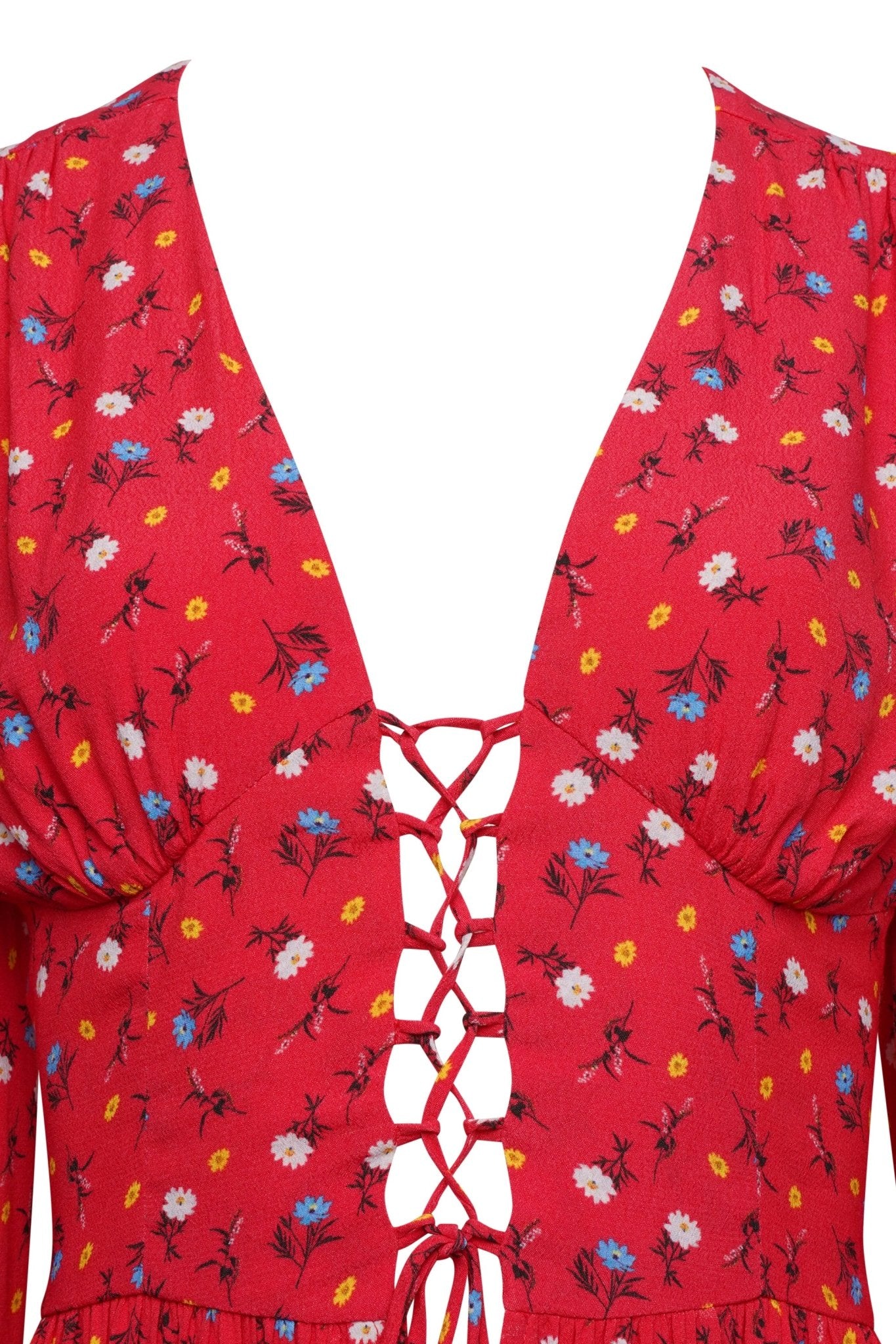 Ditsy lace up mini dress *PRE - ORDER* - Coco Fennell