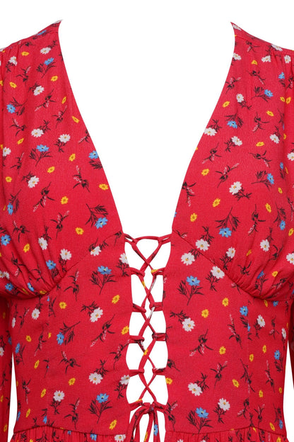 Ditsy lace up mini dress *PRE - ORDER* - Coco Fennell