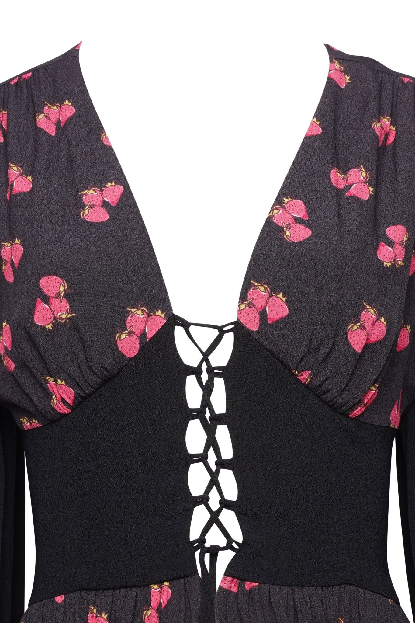 Strawberry print lace up dress new arrivals