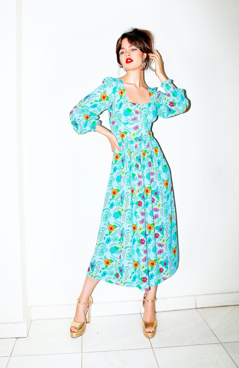 Baby blue flower dolly dress - Coco Fennell