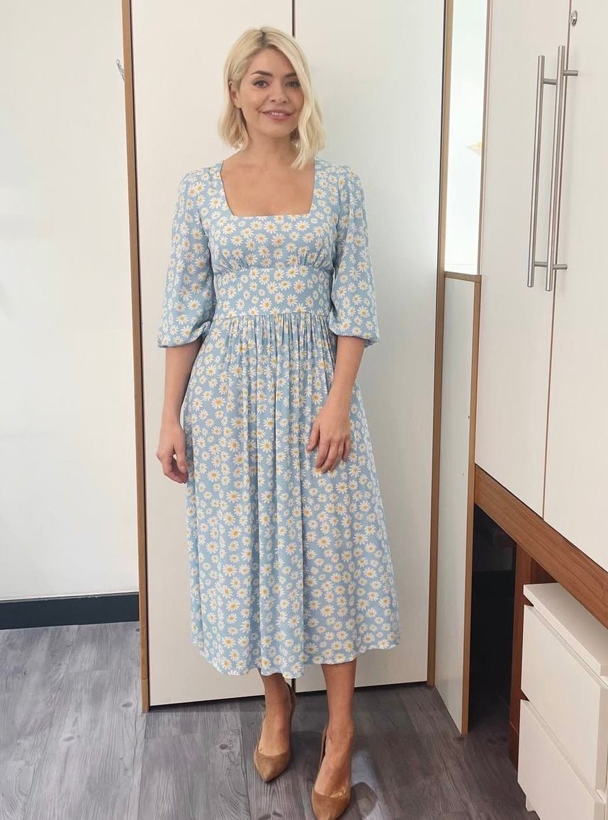 Coco Fennell Daisy Print Viscose Crepe Dolly Dress, Blue Coco Fennell Daisy Print Viscose Crepe Dolly Dress, Blue