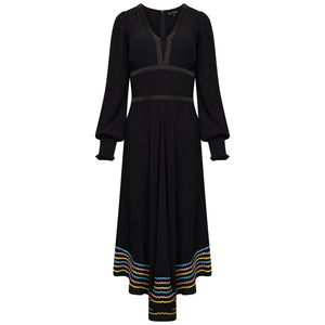 Coco Fennell Rickrack Viscose Crepe Dirndl Dress, Black - Coco Fennell