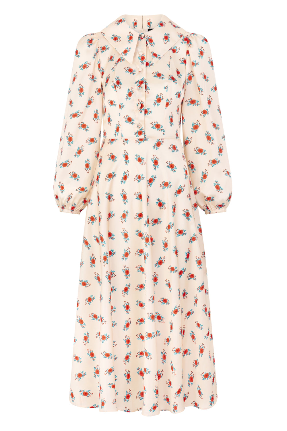 Rose Print Collar Dress