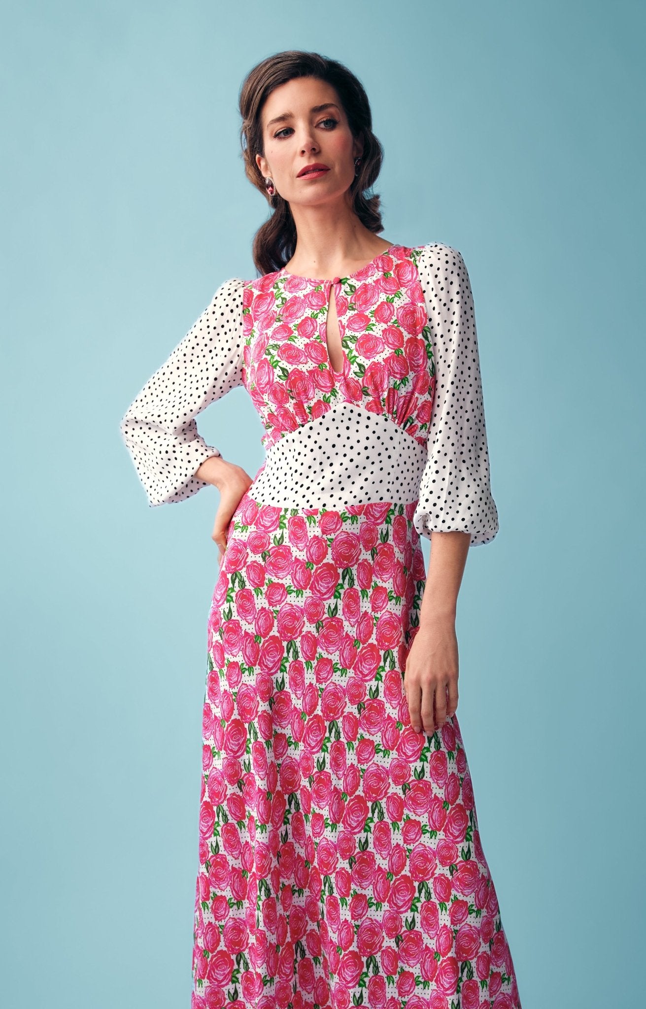 Polkadot rose maxi keyhole dress *PRE-ORDER* - Coco Fennell