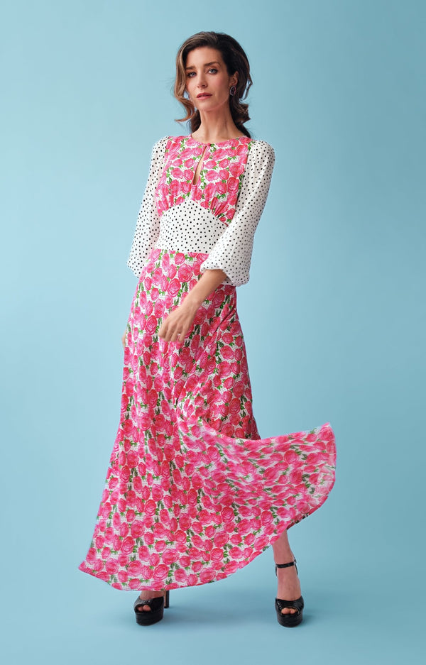 Polkadot rose maxi keyhole dress Coco Fennell