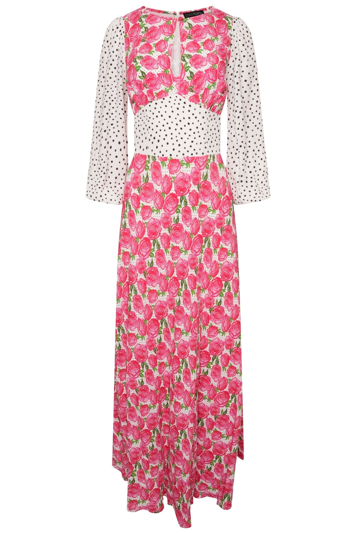 Polkadot rose maxi keyhole dress *PRE-ORDER* - Coco Fennell