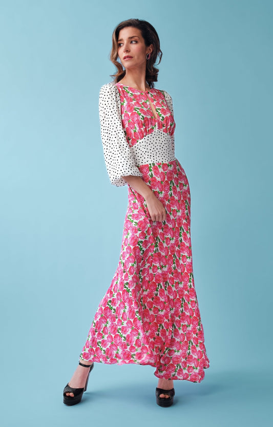 Polkadot rose maxi keyhole dress *PRE-ORDER* - Coco Fennell