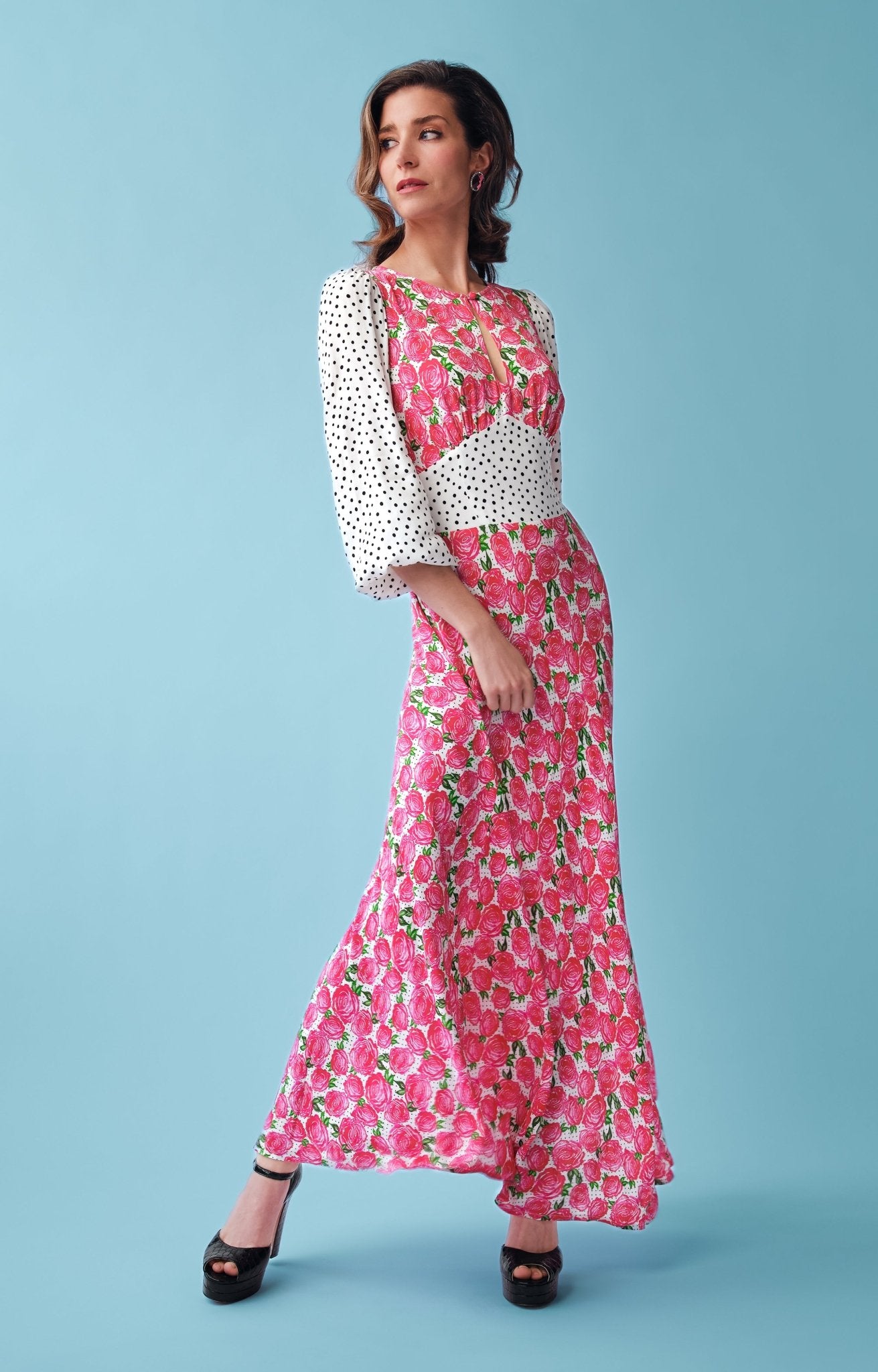 Polkadot rose maxi keyhole dress Coco Fennell - Main Image