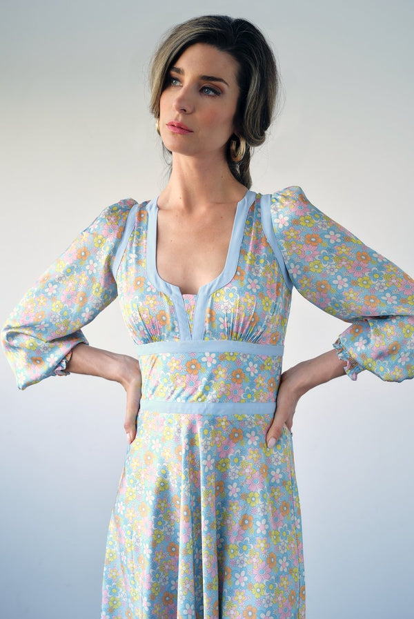 Coco Fennell Silky Sixties Flower Print Dirndl Dress